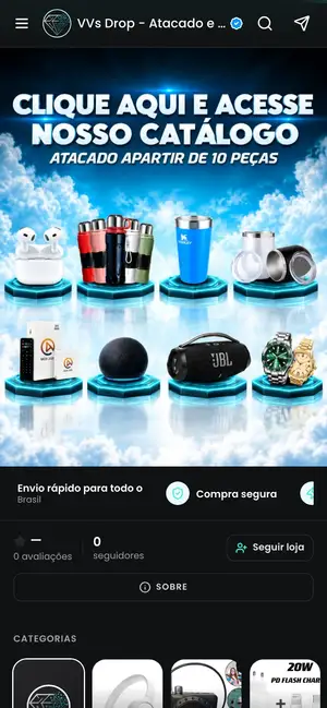 Loja VVs Drop aberta no celular